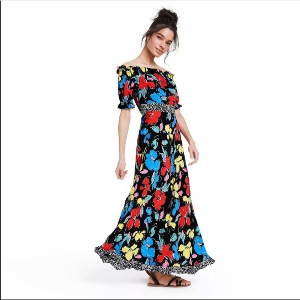 Rixo for Target Retro 80s Floral Off The Shoulder Puff Sleeve Dress